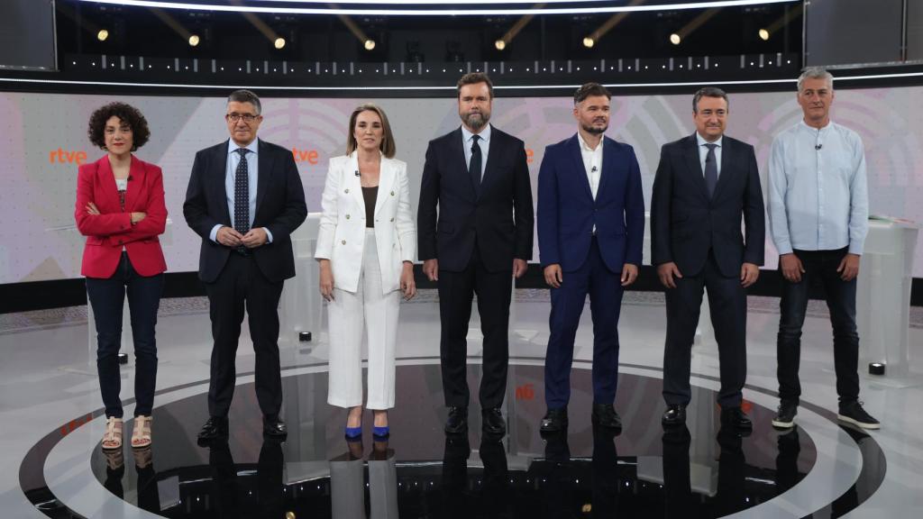 Los siete portavoces del debate.