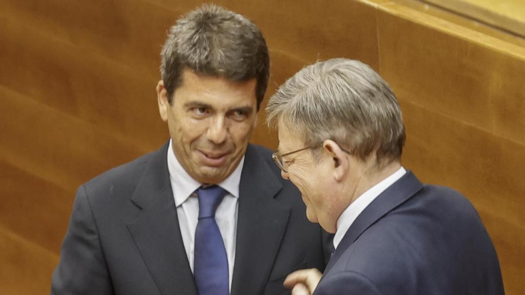 Carlos Mazón y Ximo Puig, el día del debate de investidura en las Cortes.