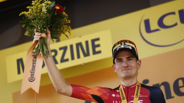 Carlos Rodríguez, tras ganar en el Tour.