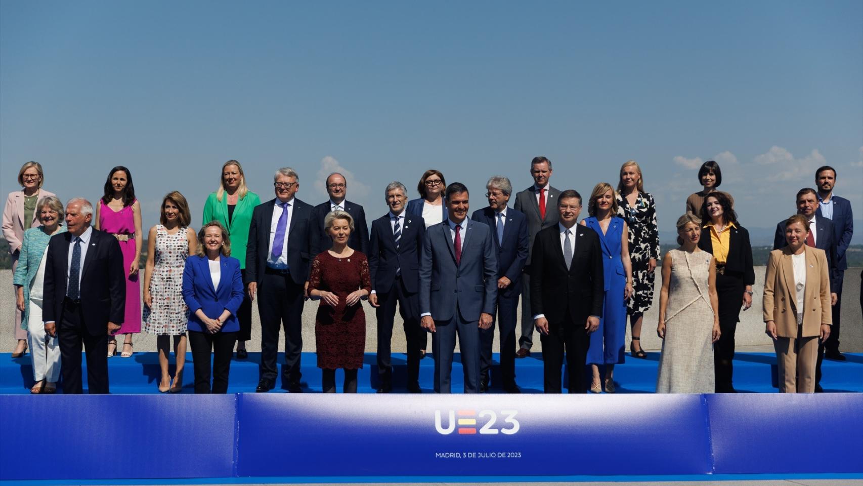 Foto de familia de la Presidencia española del Consejo de la UE.