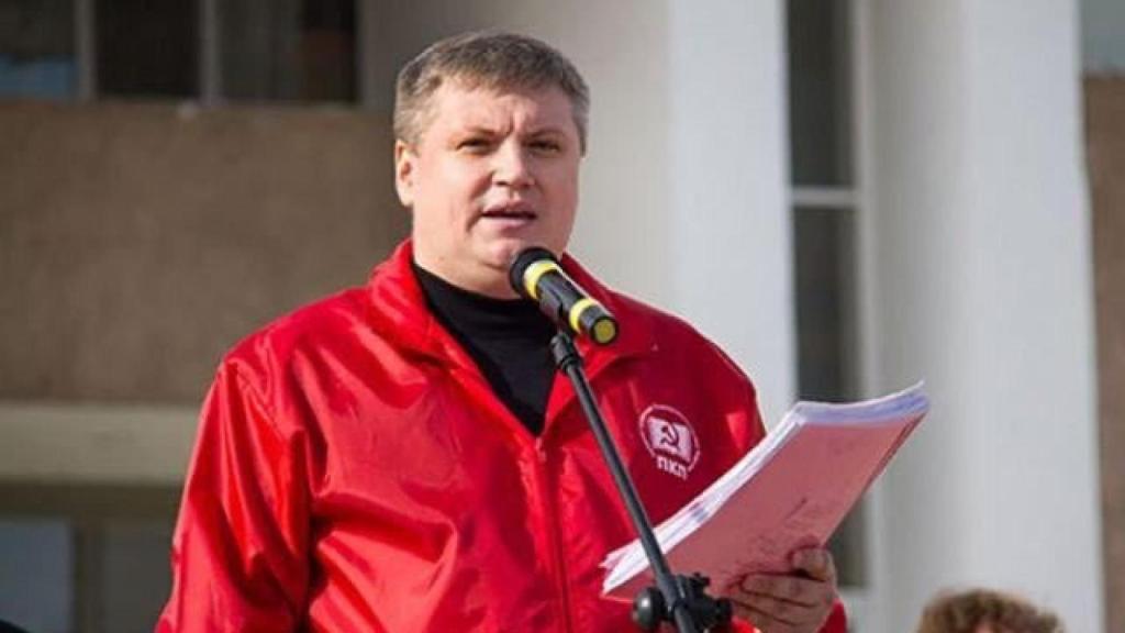 Oleg Jorzhan, en una concentración del Partido Comunista Transnistriano (PKP).