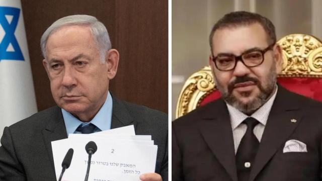 A la izquierda el primer ministro de Israel, Benjamin Netanyahu y a la derecha el rey de Marruecos, Mohamed VI.