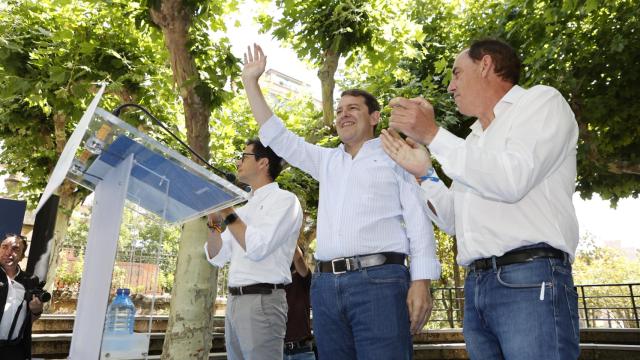 El presidente de la Junta, Alfonso Fernández Mañueco, durante su intervención en un acto del PP en Soria, este lunes.
