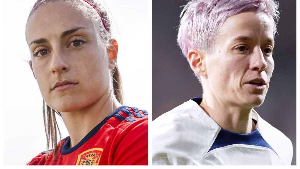 La española Alexia Putellas, a la izquierda; la estadounidense Megan Rapinoe, a la derecha