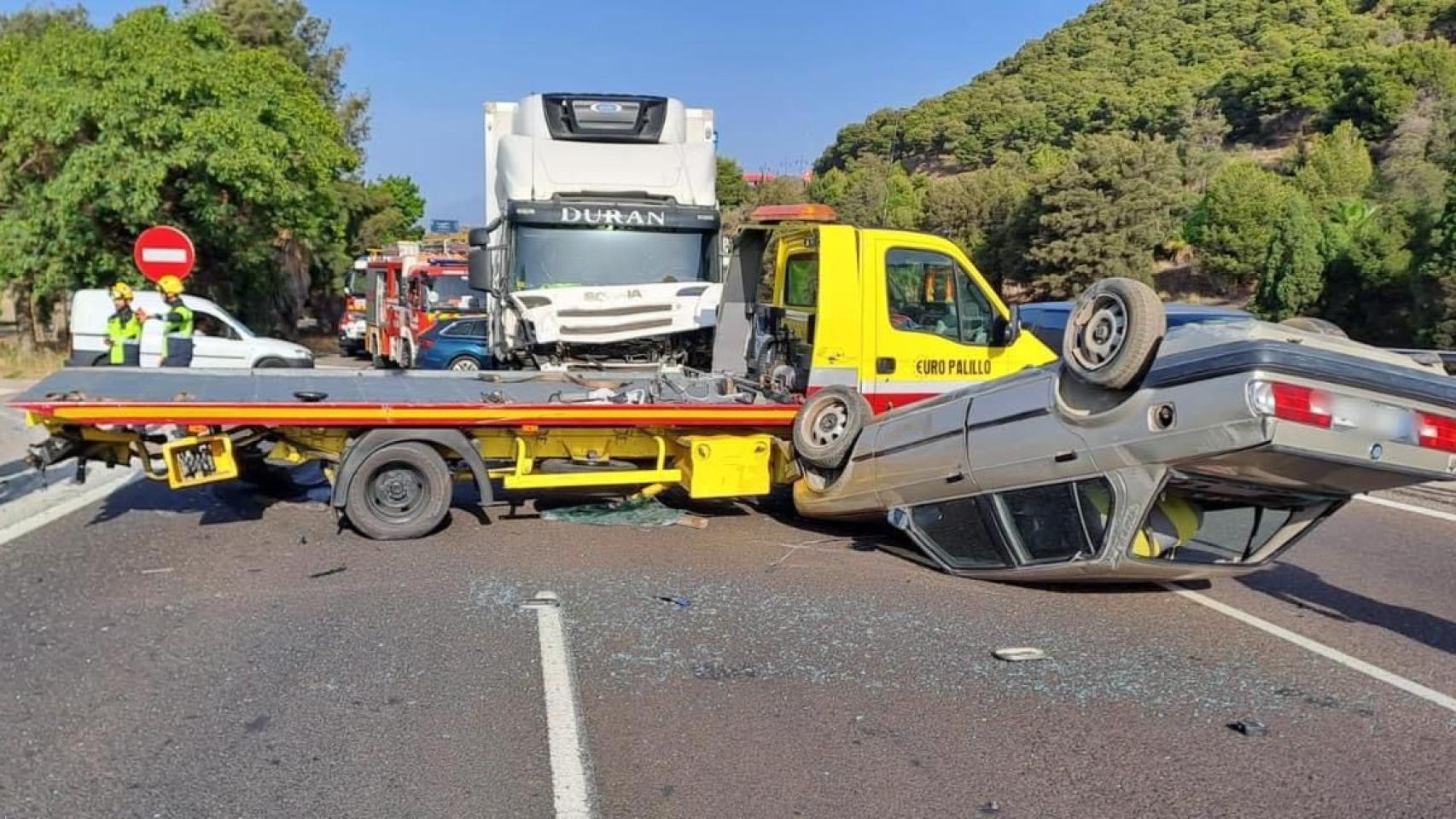 Imagen del accidente producido en la AP-7.