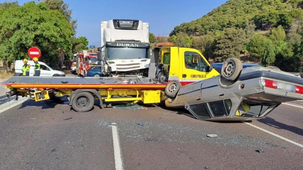 Imagen del accidente producido en la AP-7.