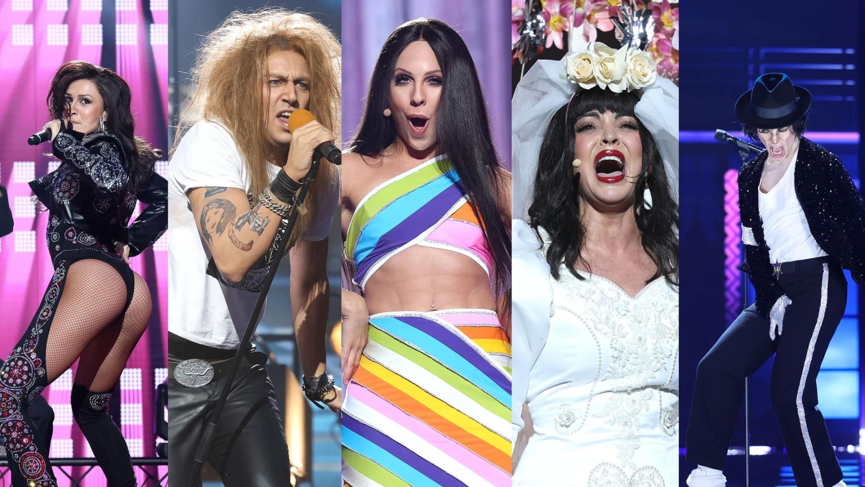 Andrea, Jadel, Miriam, Merche y Alfred, los finalistas de 'Tu cara me suena 10'.