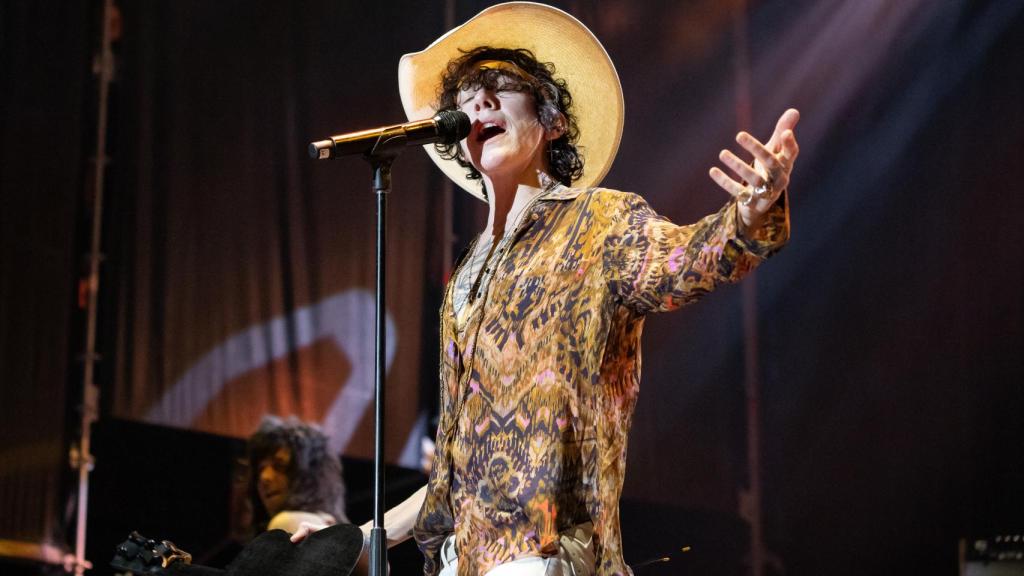 La cantante durante su actuación en Madrid.