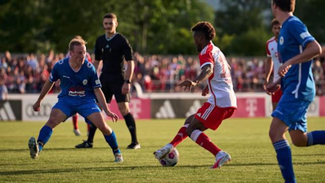 Un lance del partido amistoso del Bayern de Múnich.
