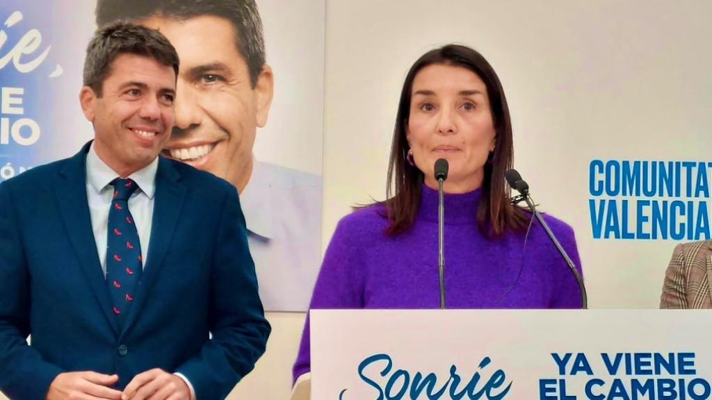 Carlos Mazón, junto a Ruth Merino en la sede del PP. EE