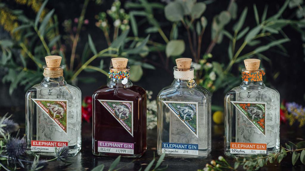 Cuatro tipos de ginebra Elephant Gin.