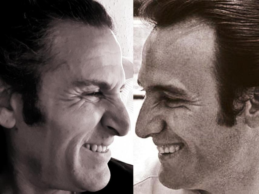 Montaje hecho por Julián de él (izquierda) y Manolo Escobar (derecha).