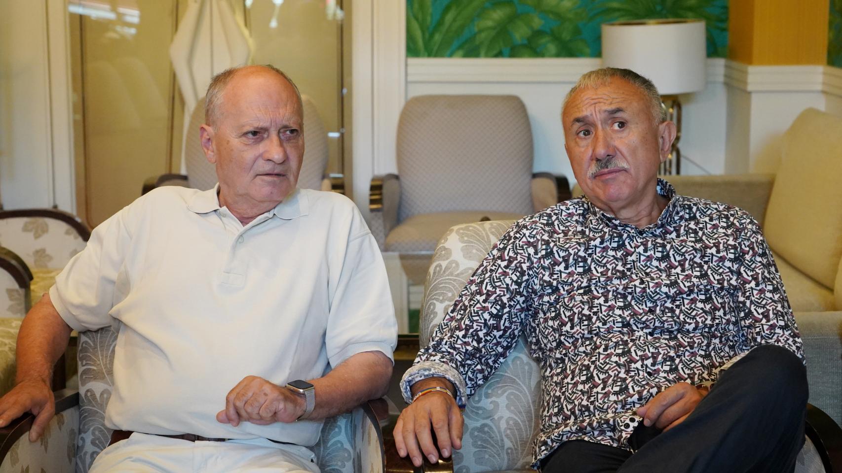 El secretario general de UGT, Pepe Álvarez, y el secretario autonómico del sindicato en Castilla y León, Faustino Temprano