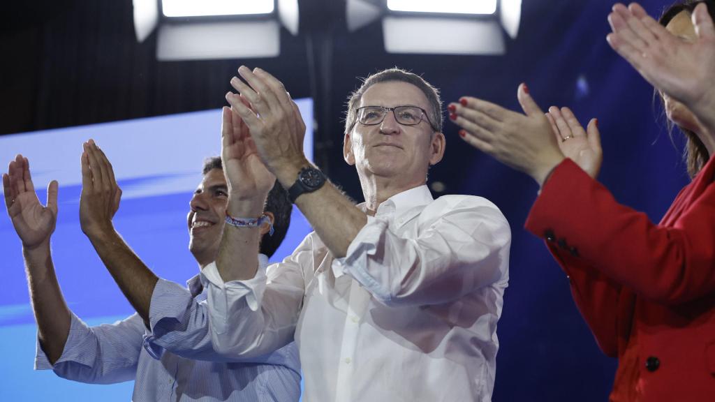 Alberto Núñez Feijóo, durante un mitin en Valencia.