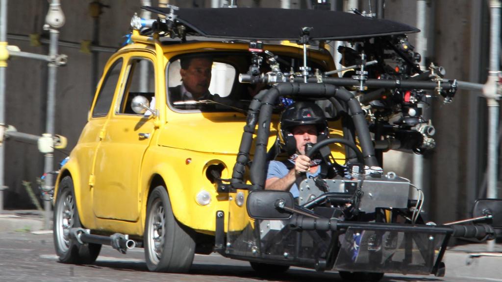Un momento del rodaje de la película con el Abarth original.
