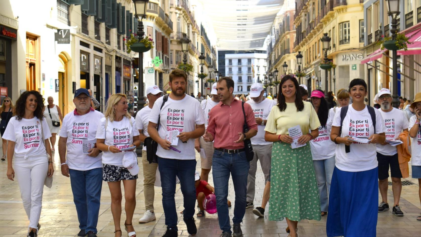 Acto de campaña de Sumar en calle Larios.