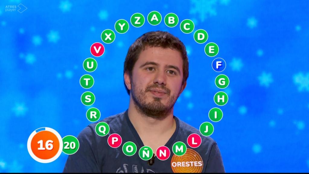 Orestes, en ‘El Rosco’ de ‘Pasapalabra’.