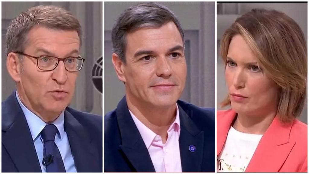 Núñez Fiejóo, Pedro Sánchez y Silvia Intxaurrondo.