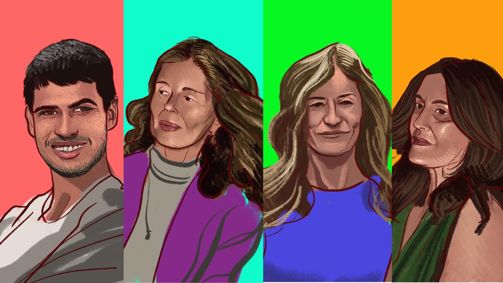 Carlos Alcaraz, Marta Chávarri, Begoña Gómez y Eva Cárdenas.