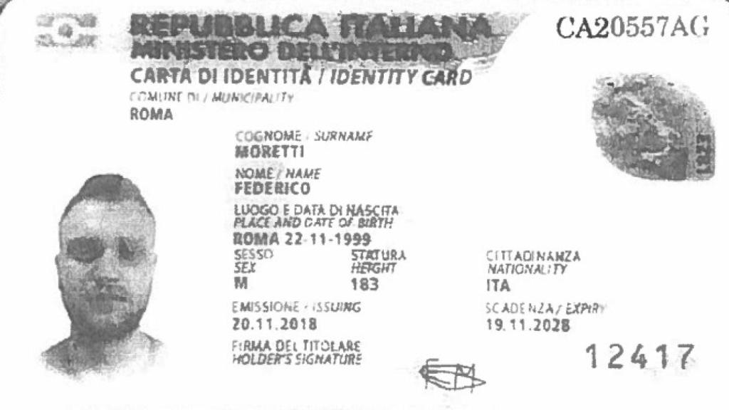 Un DNI italiano falso que utilizó el albanés Lulzim para realizar un supuesto envío de marihuana desde una empresa de paquetería.