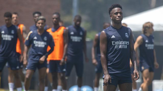 Vinicius, durante un entrenamiento del Real Madrid en Los Ángeles