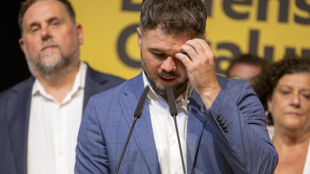 El candidato número 1 de ERC por Barcelona al Congreso de los Diputados, Gabriel Rufián, comparece tras conocer los resultados de la jornada electoral del 23-J.
