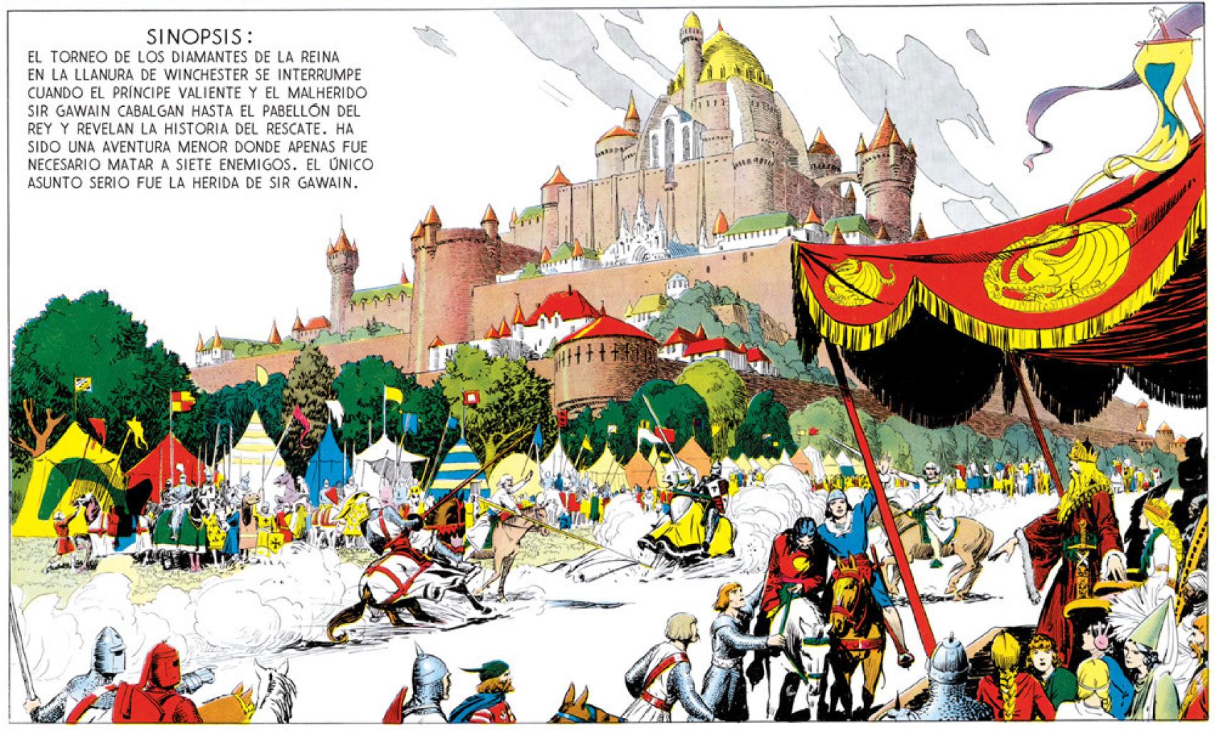 Viñeta de 'El Príncipe Valiente', de Harold Foster, 1937-38. Editorial Dolmen.
