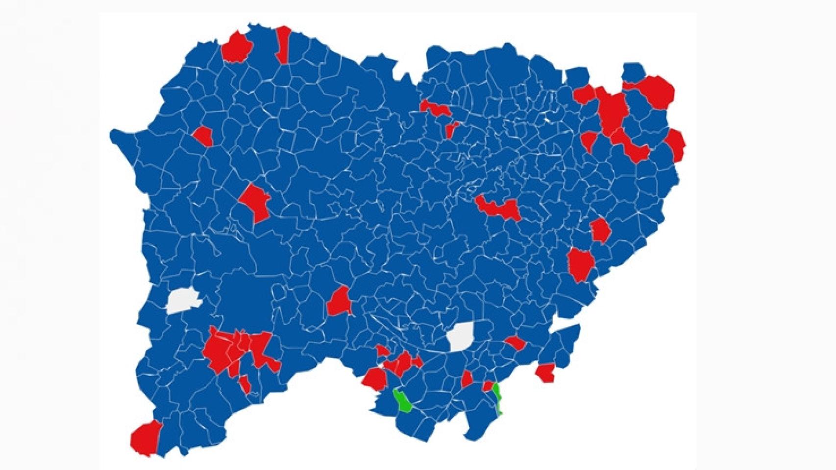 Mapa con los resultados del 23J en la provincia de Salamanca.