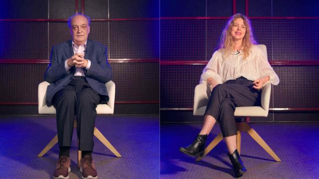 Enrique Vila-Matas y Christina Rosenvinge, en el 'Backstage' de CaixaForum+