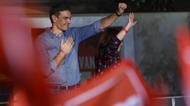 Pedro Sánchez durante su discurso en Ferraz tras las elecciones del 23-J