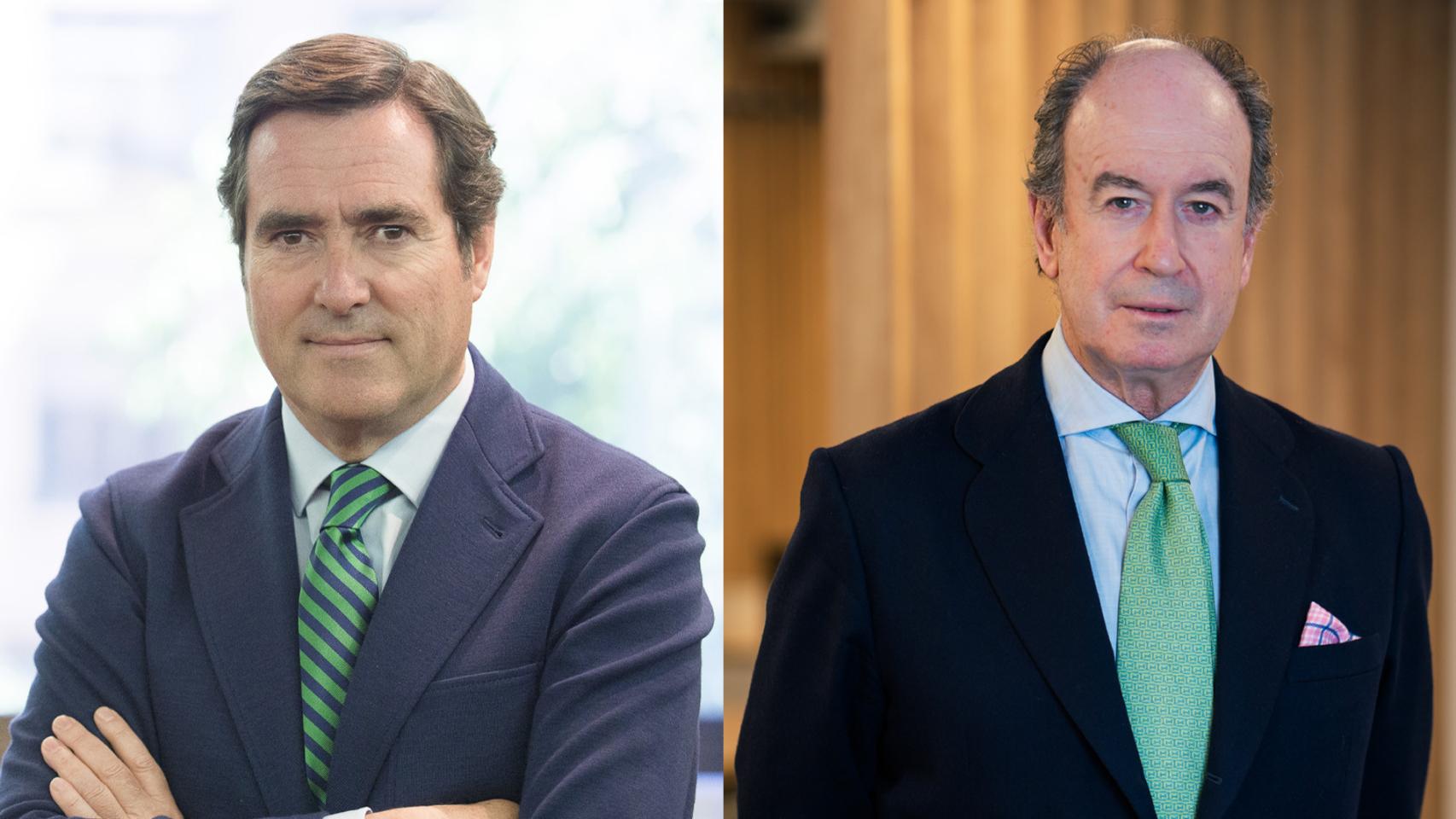 El presidente de la sociedad Aenor Confía, Antonio Garamendi (i) y el presidente de la sociedad holding Confidere, Alfredo Berges (d).