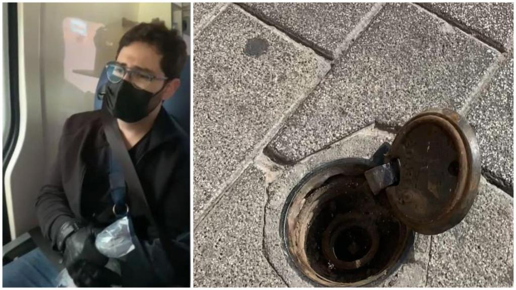 Alejandro sujetando una bolsa de hielo contra su brazo, el 28 de octubre, tras sufrir una caída con su patinete eléctrico por la tapa de una arqueta.