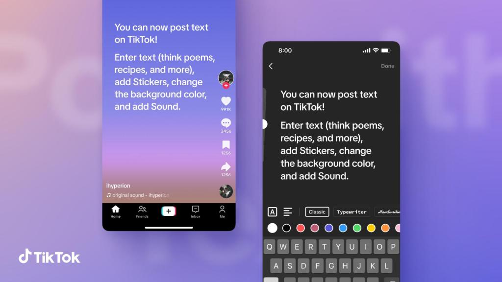Función de texto en TikTok
