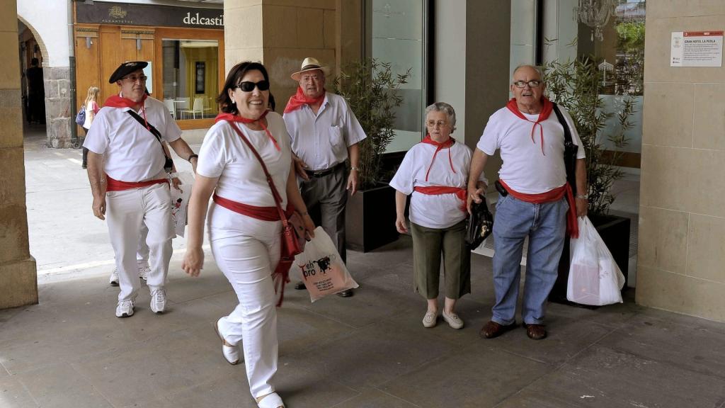 Varios ciudadanos de Pamplona en San Fermín.