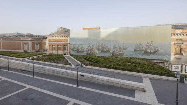 Una lona de la 'Partida de Carlos de Borbón a España'