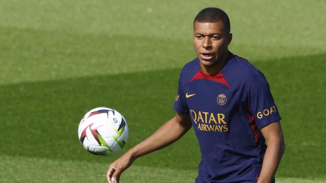 Kylian Mbappé, en un entrenamiento del PSG