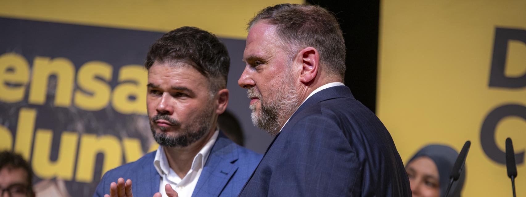Gabriel Rufián y Oriol Junqueras en un acto de ERC