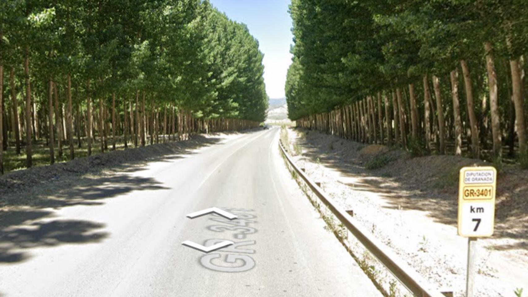 Lugar del accidente en la carretera GR-3401.