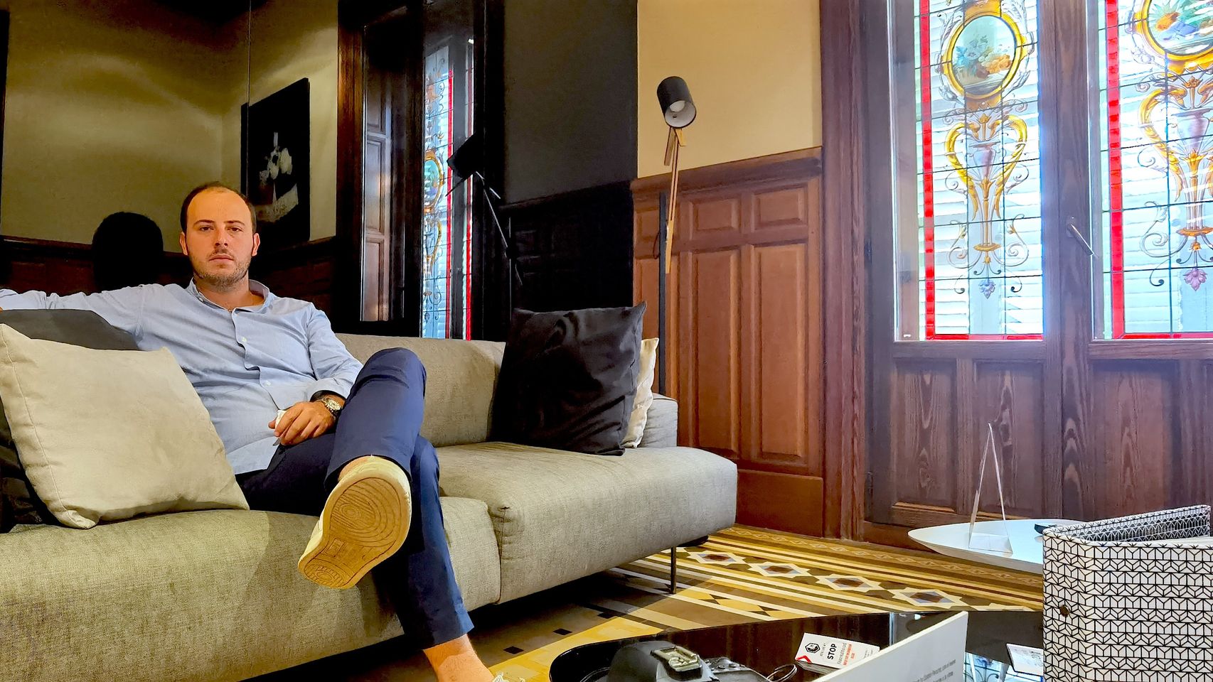 Álvaro Palacio, en una de las habitaciones de Salvetti.