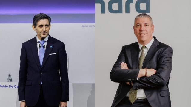 José María Álvarez-Pallete, presidente de Telefónica, y José Vicente de los Mozos, consejero delegado de Indra.