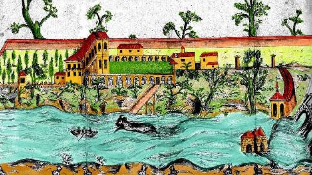 Dibujo del Palacio de la Ribera del siglo XVIII, obra de Ventura Rodríguez.