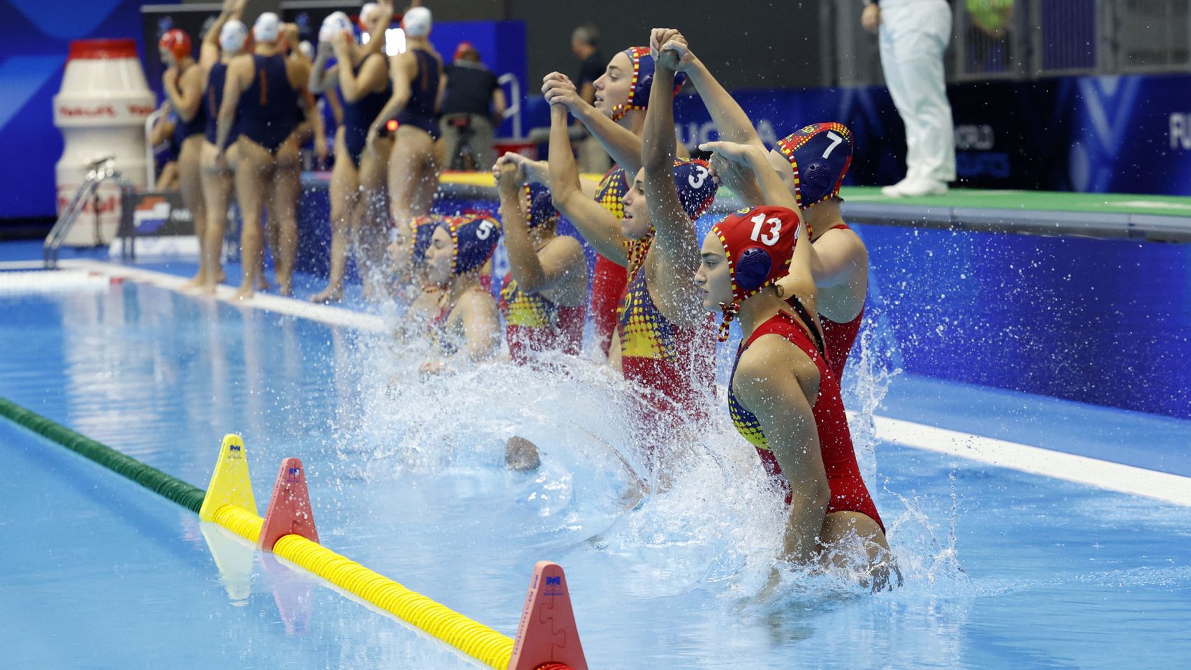 Las jugadoras de la Selección de waterpolo en la final del Mundial