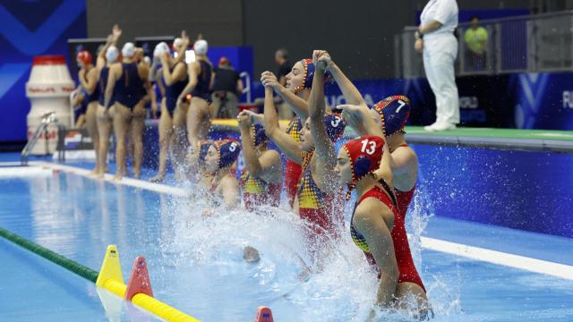 Las jugadoras de la Selección de waterpolo en la final del Mundial