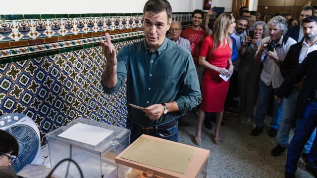 El presidente del Gobierno, Pedro Sánchez, el pasado 23-J votando.
