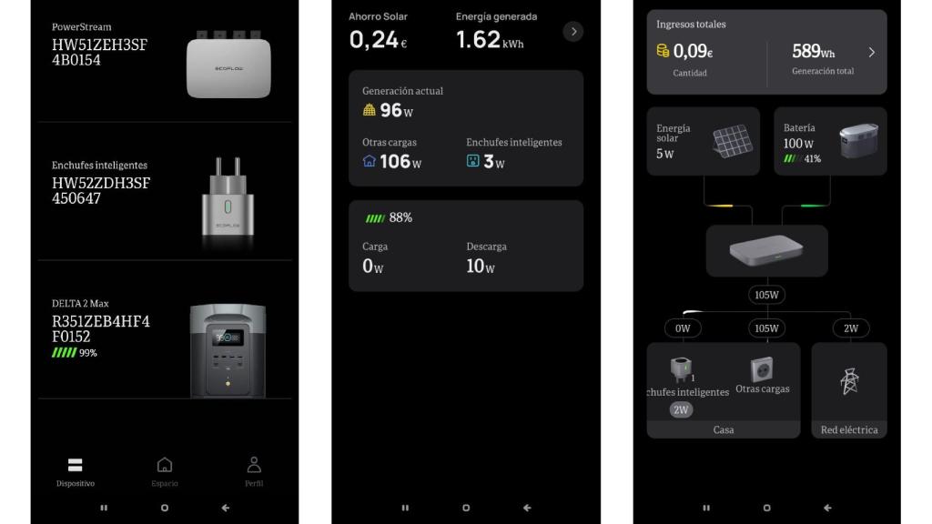 La app de EcoFlow para monitorizar la generación de energía