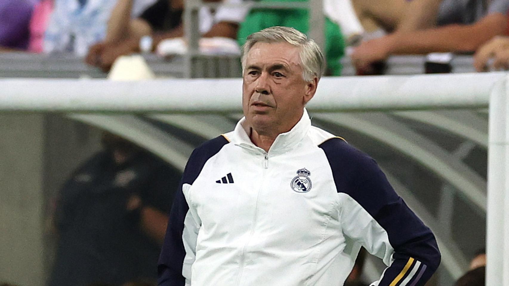 Ancelotti, durante El Clásico de verano.