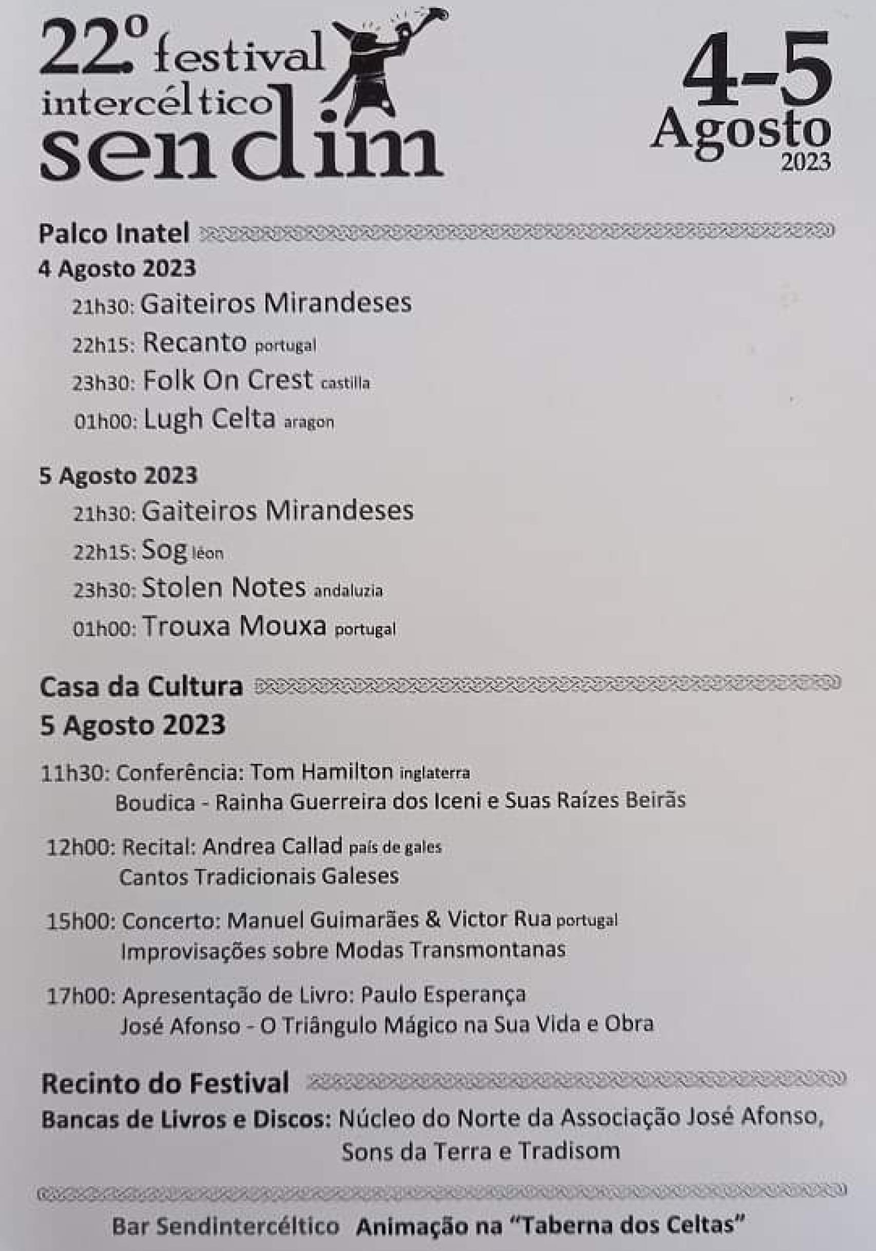 HORARIOS INTERCELTICO SENDIM