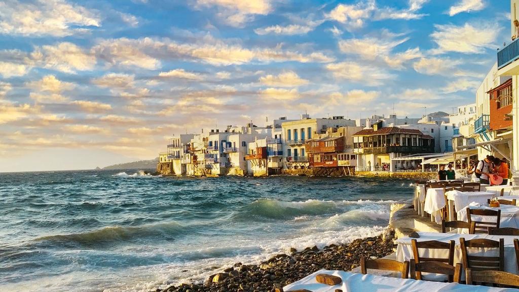 Panorámica de la zona baja de Mykonos.