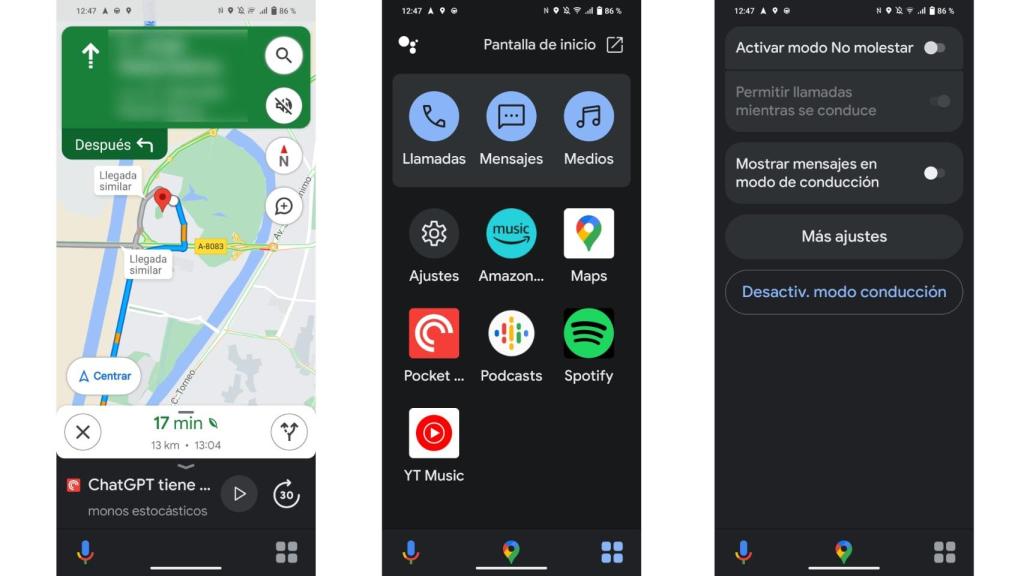Modo de conducción del Asistente de Google y Google Maps