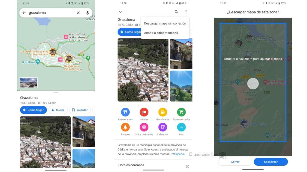 Descarga de mapas sin conexión
